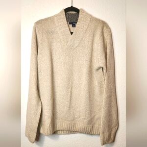 Basic Editions Men's Oatmeal‎ Color V-Neck Sweater, Size M